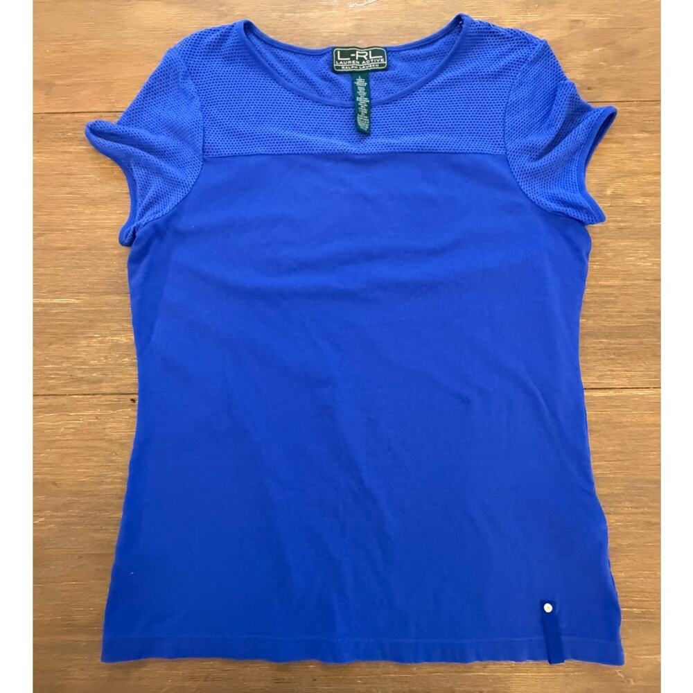 Ralph Lauren Active Women’s Blue Mesh Short Sleeve Athletic Top Size Large